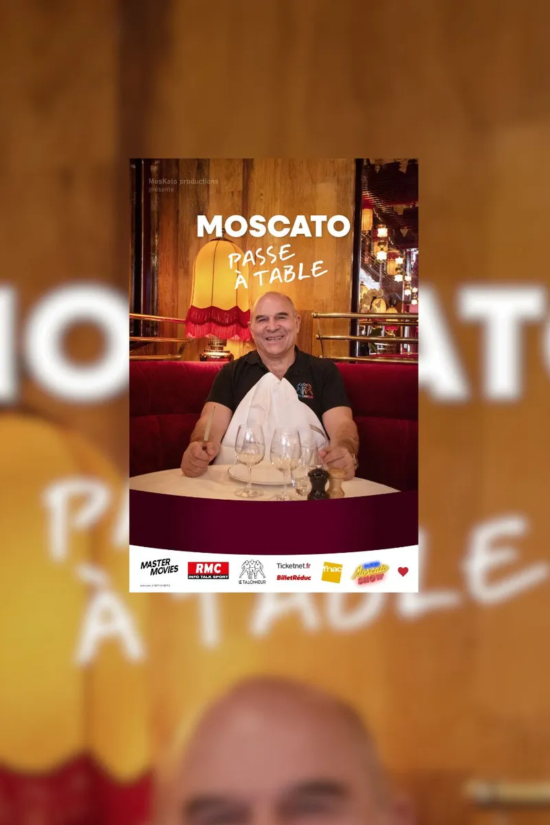 Affiche du spectacle de Vincent Moscato - Moscato passe à table