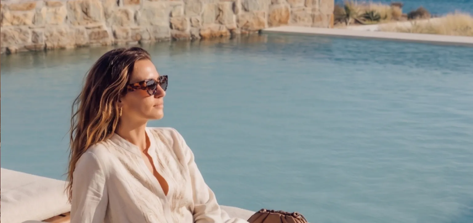 Fouquets mykonos, détente au borde de la piscine