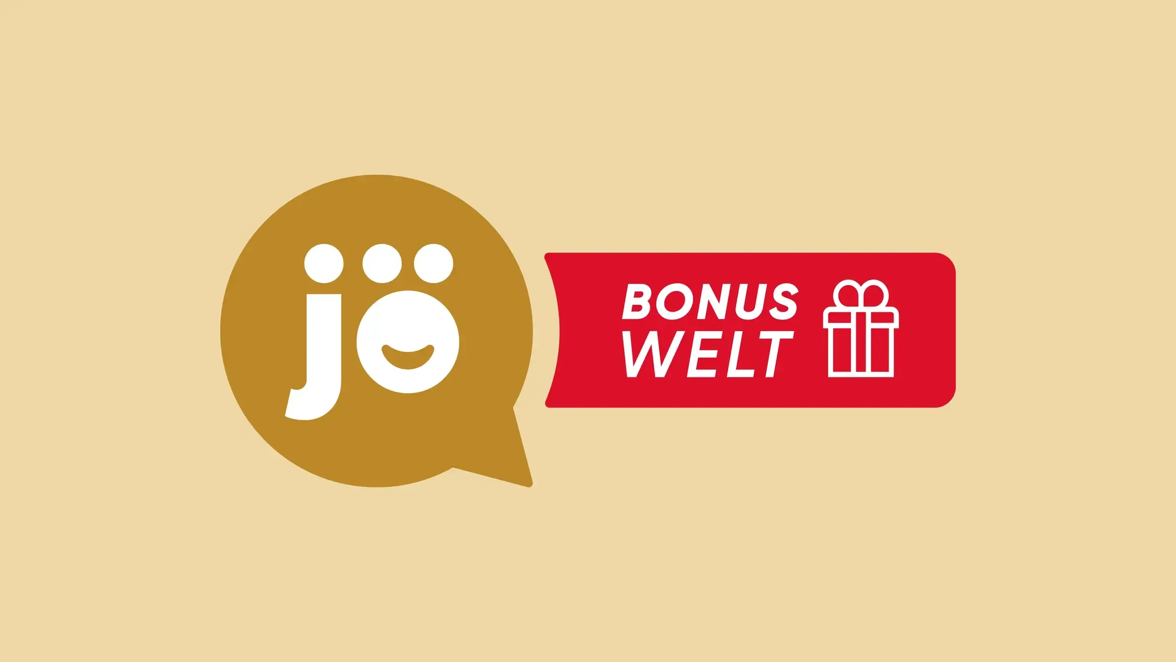 Logo der jö Bonuswelt: goldene Sprechblase mit „jö"-Schriftzug und rotem Banner mit „Bonus Welt" und Geschenksymbol.