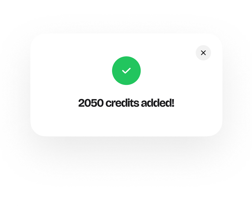 Confirmation: 2050 credits added
