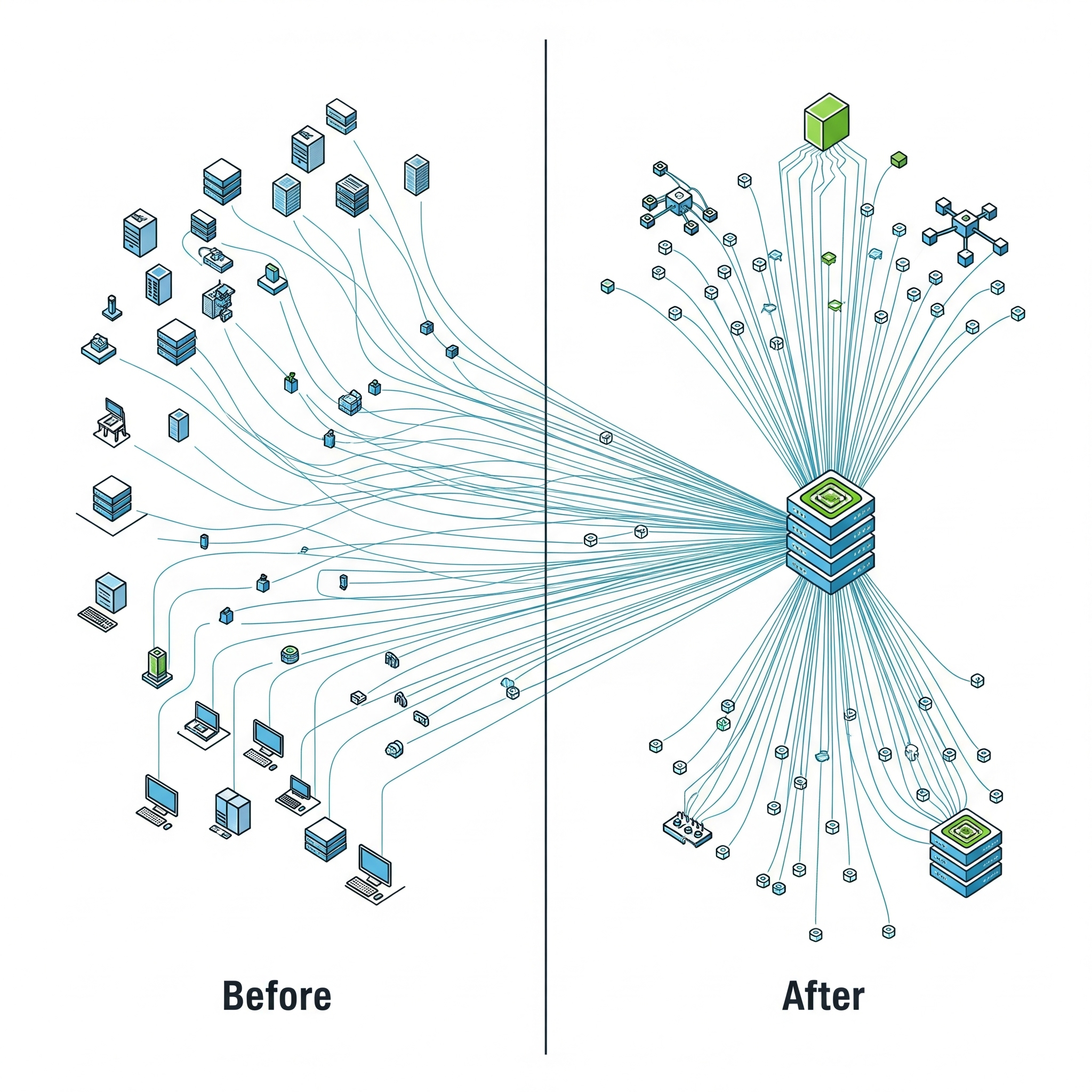 A before-and-after diagram showing the benefit of SageMaker Multi-Model Endpoints, moving from a costly 'Before' state with one endpoint per model to a consolidated 'After' state where many models share a single endpoint