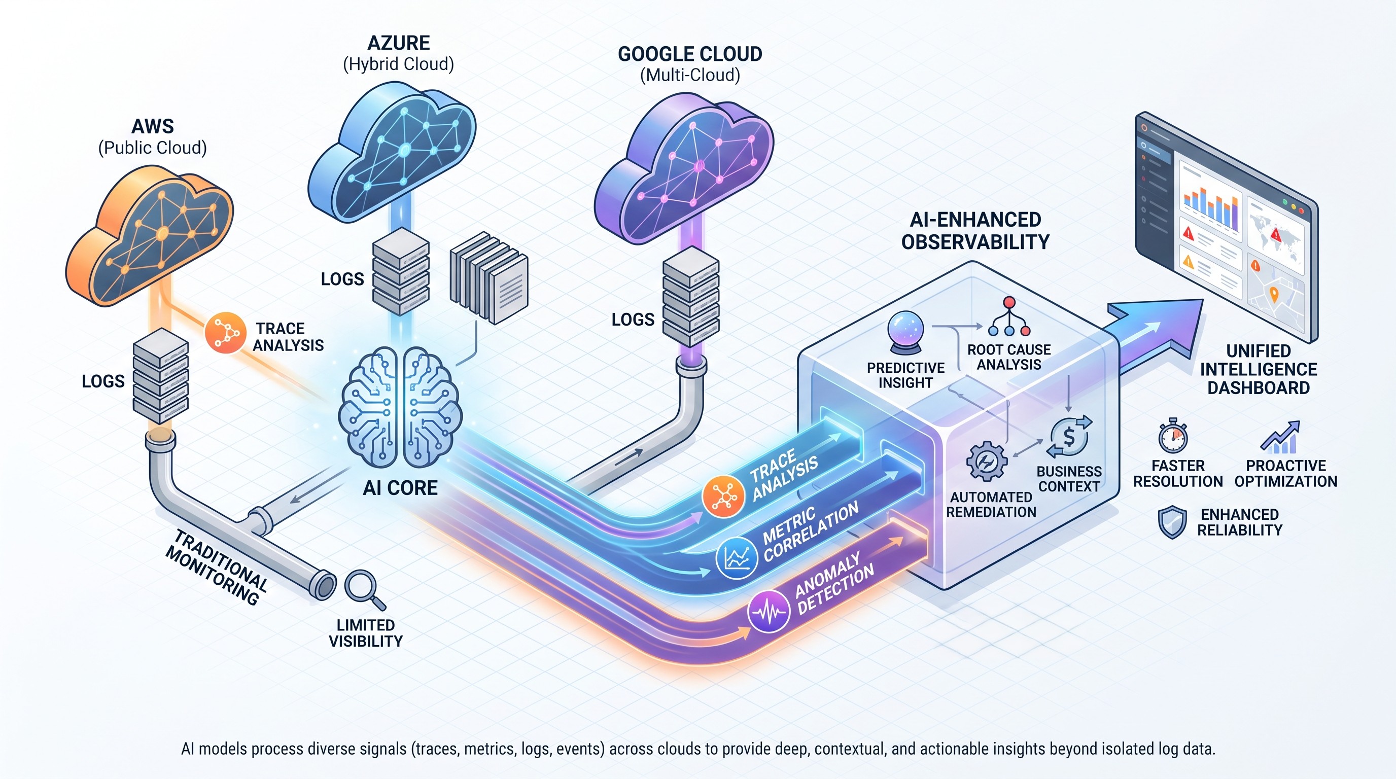 AI-Enhanced Observability: Seeing Beyond Logs in Multi-Cloud Environments