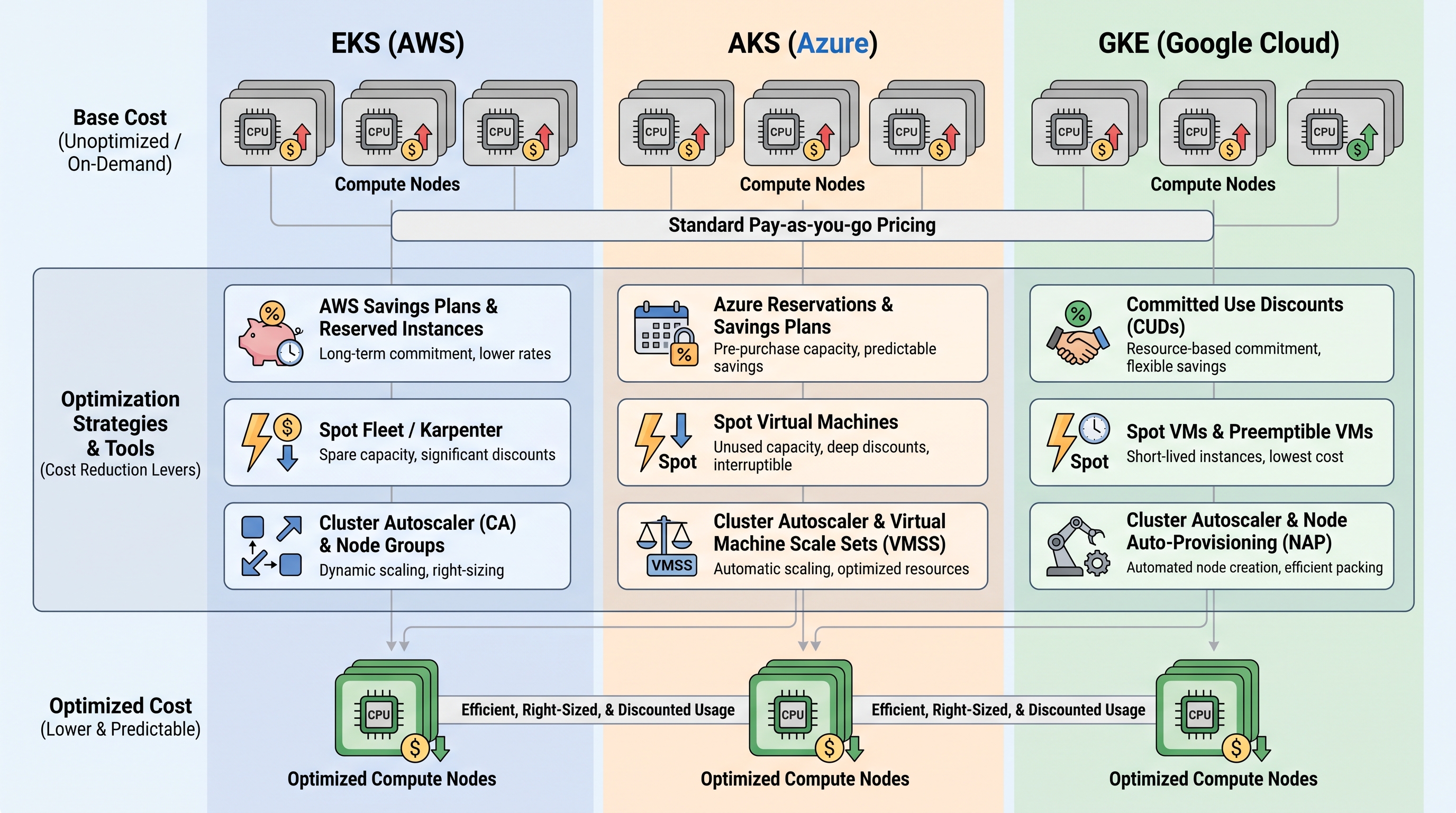 Optimizing EKS, AKS, and GKE: A Comparative Guide to Managed Kubernetes Costs