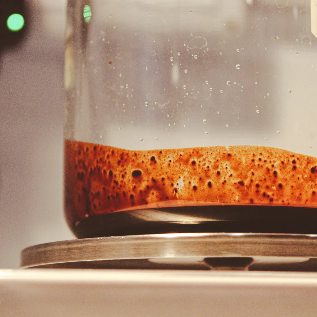 A chemical reacting to heat applied via a hot plate