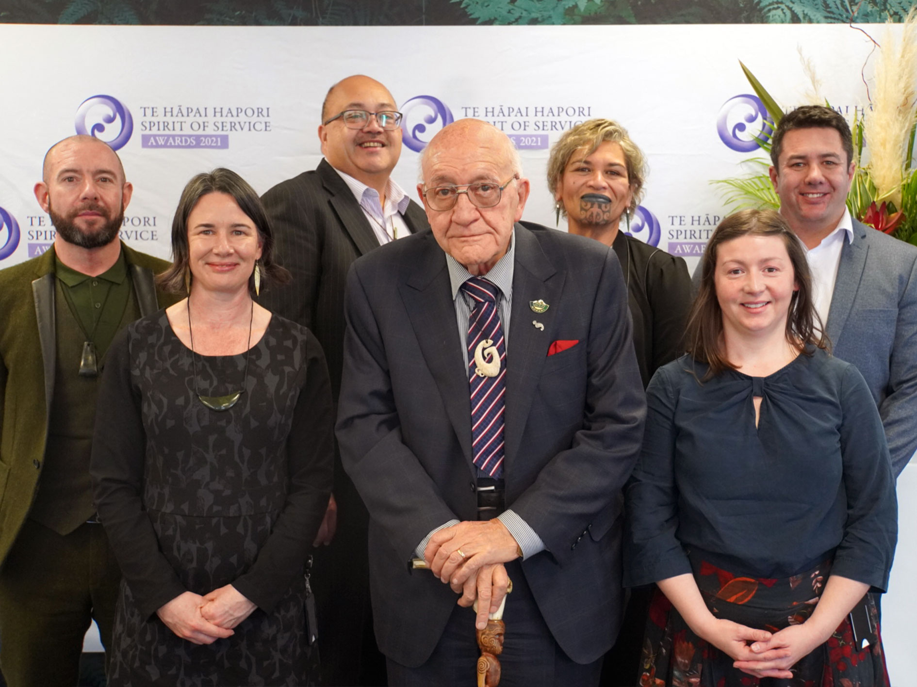 Winners of the Māori Crown Relationships Award, Archives New Zealand and Te Rūnanga o Ngāi Tahu, at the 2021 Spirit of Service Awards