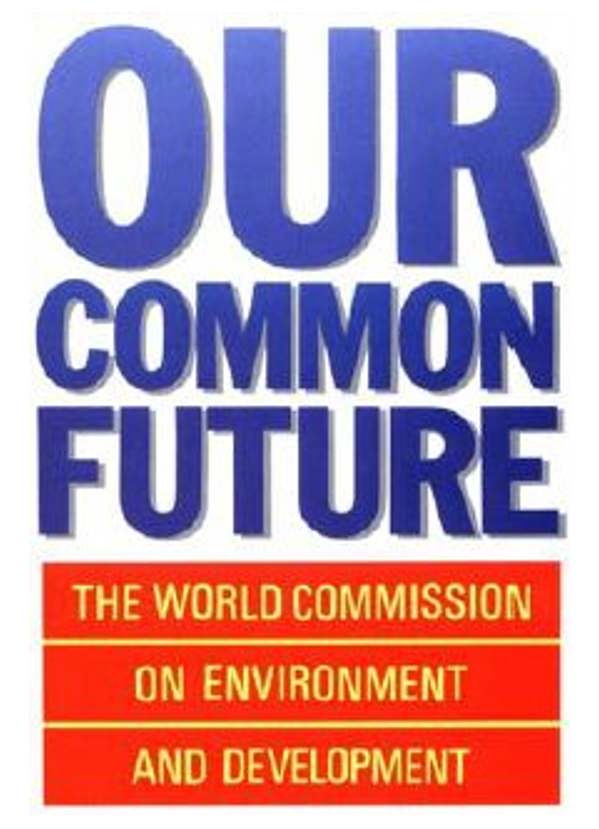 Cover of 'Our Common Future', the report of the World Commission on Environment and Development