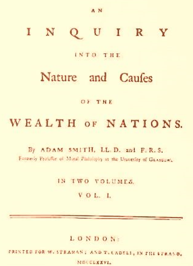 Title page of Adam Smith's 'An Inquiry into the Nature and Causes of the Wealth of Nations'