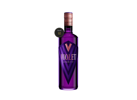 Violet Flasche als Freisteller mit Emblem "93 Punkten bei Falstaff"