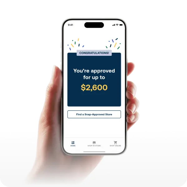Person shopping on their phone with Snap Finance