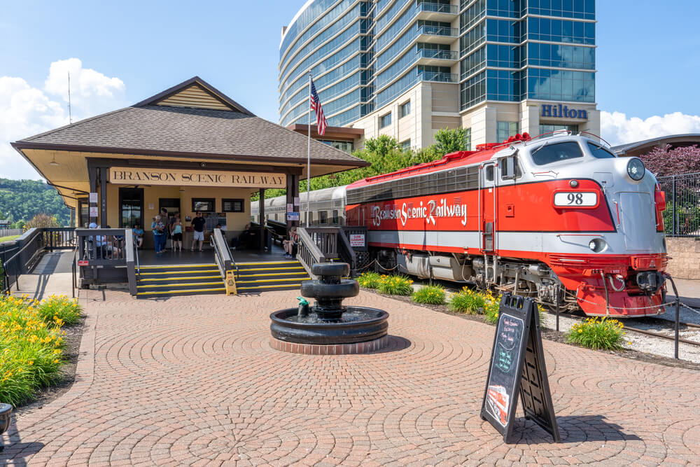 A picture of the Scenic Branson Railway depot and train