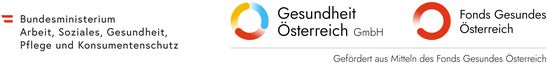 Logo of the Austrian Ministry of Social Affairs and Health, alongside Gesundheit Österreich GmbH and Fonds Gesundes Österreich logos.