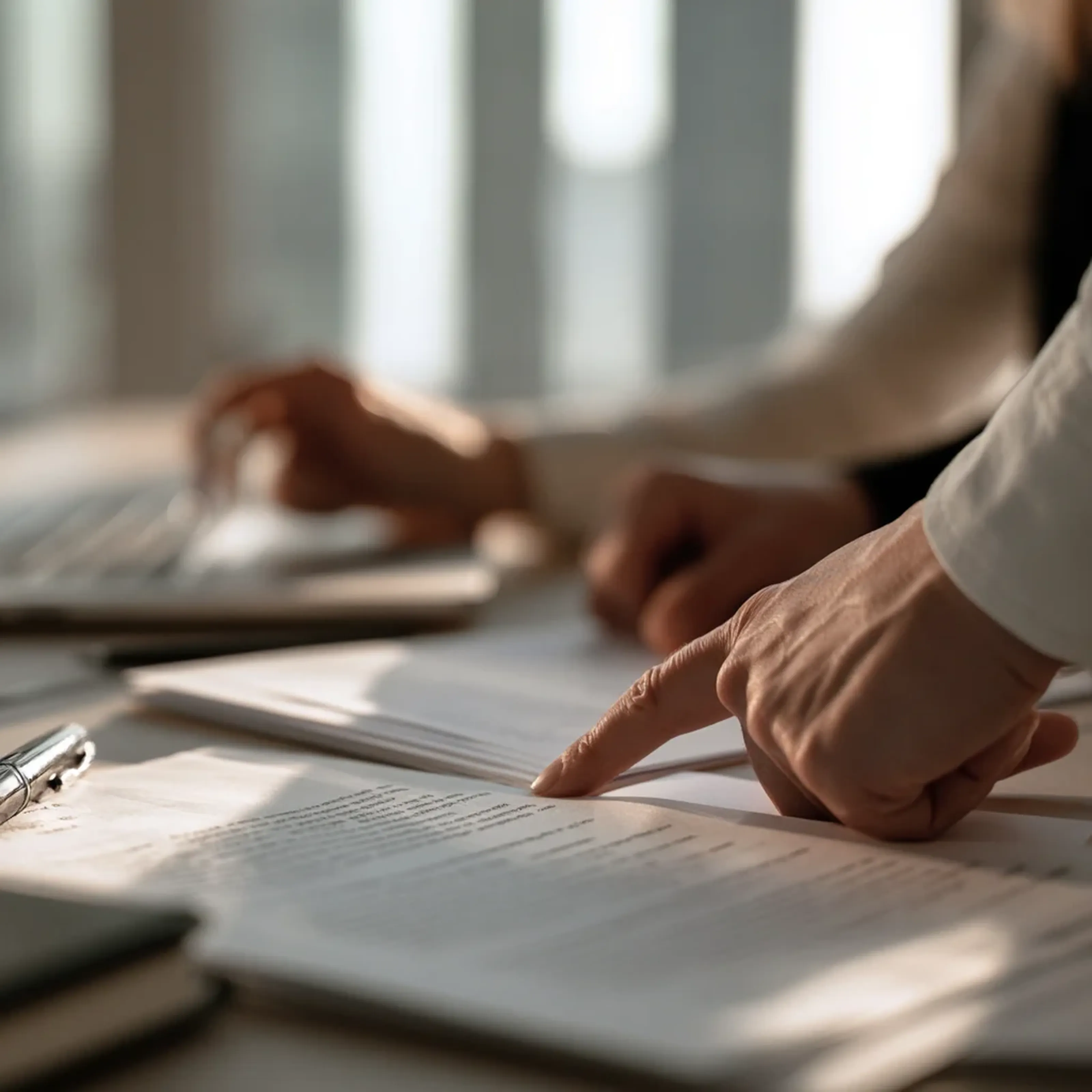 Employee reviewing a severance agreement before signing in Germany