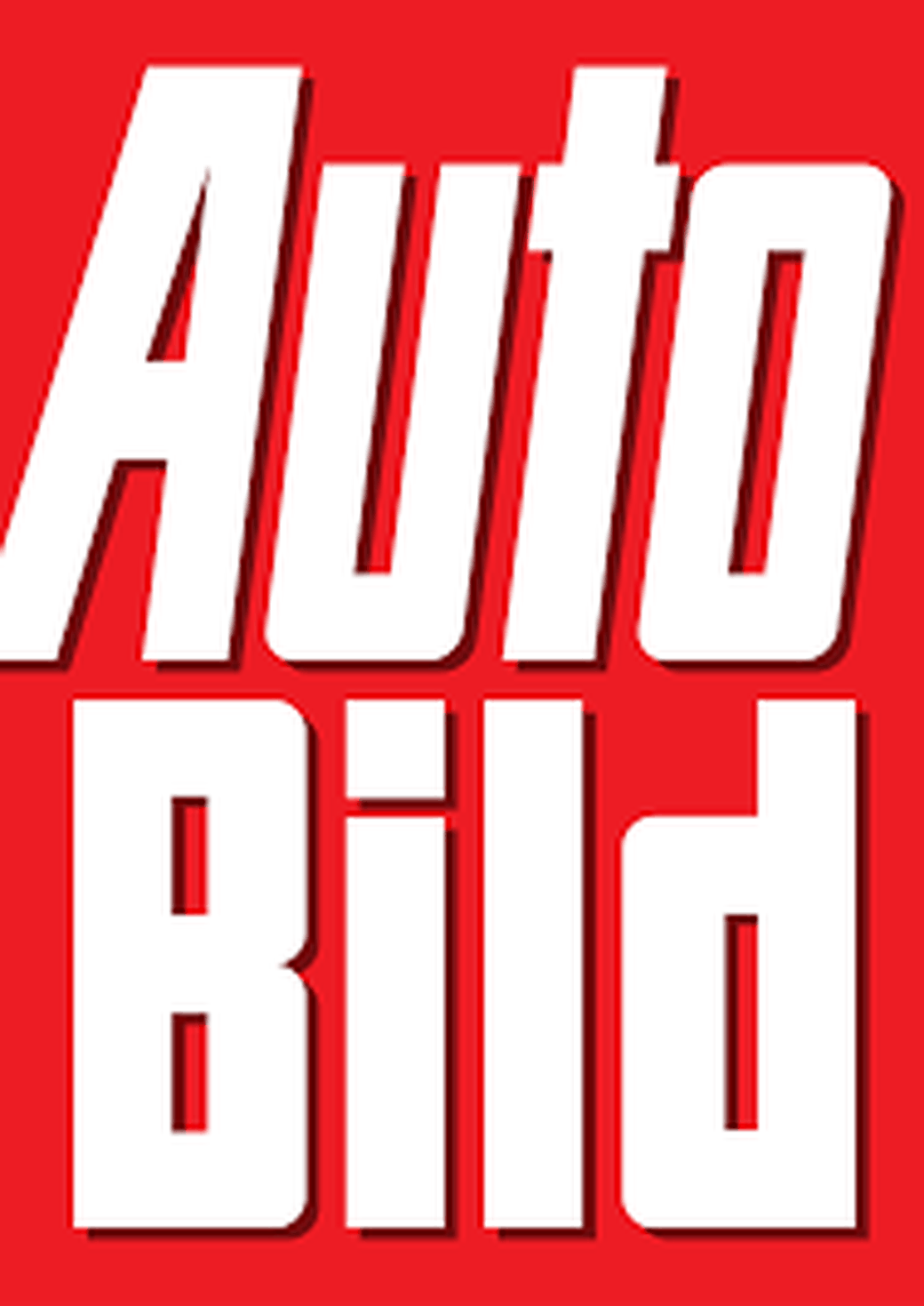 Rotes Logo mit dem weißen Schriftzug „Auto Bild“ in fetten, stilisierten Buchstaben.