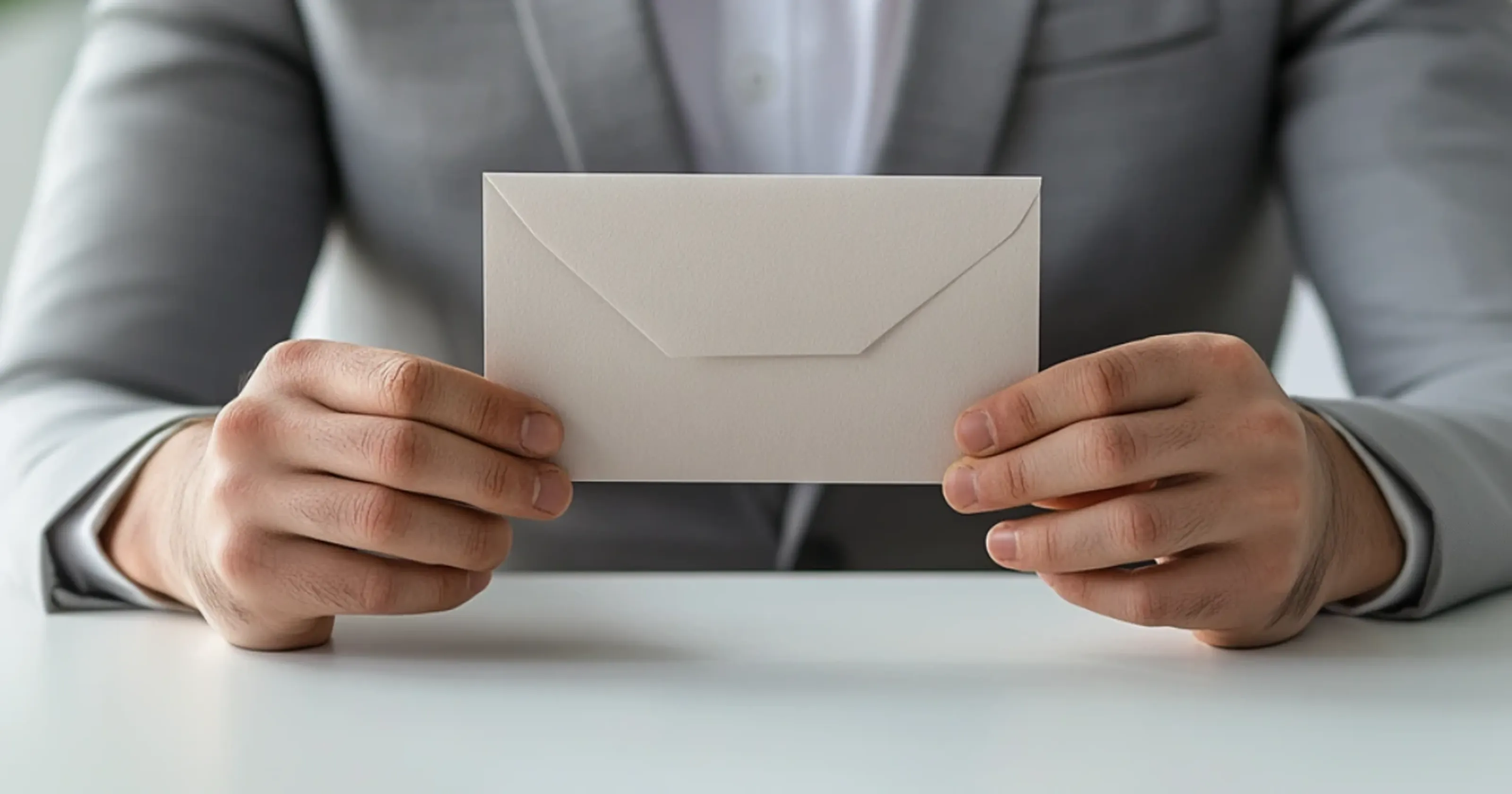 Außerordentliche fristlose Kündigung - Brief haltend von Arbeitgeber mit beiden Händen