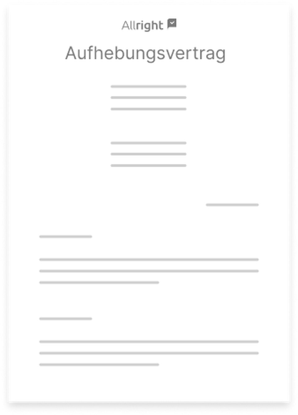 Beispielschreiben eines Aufhebungsvertrages