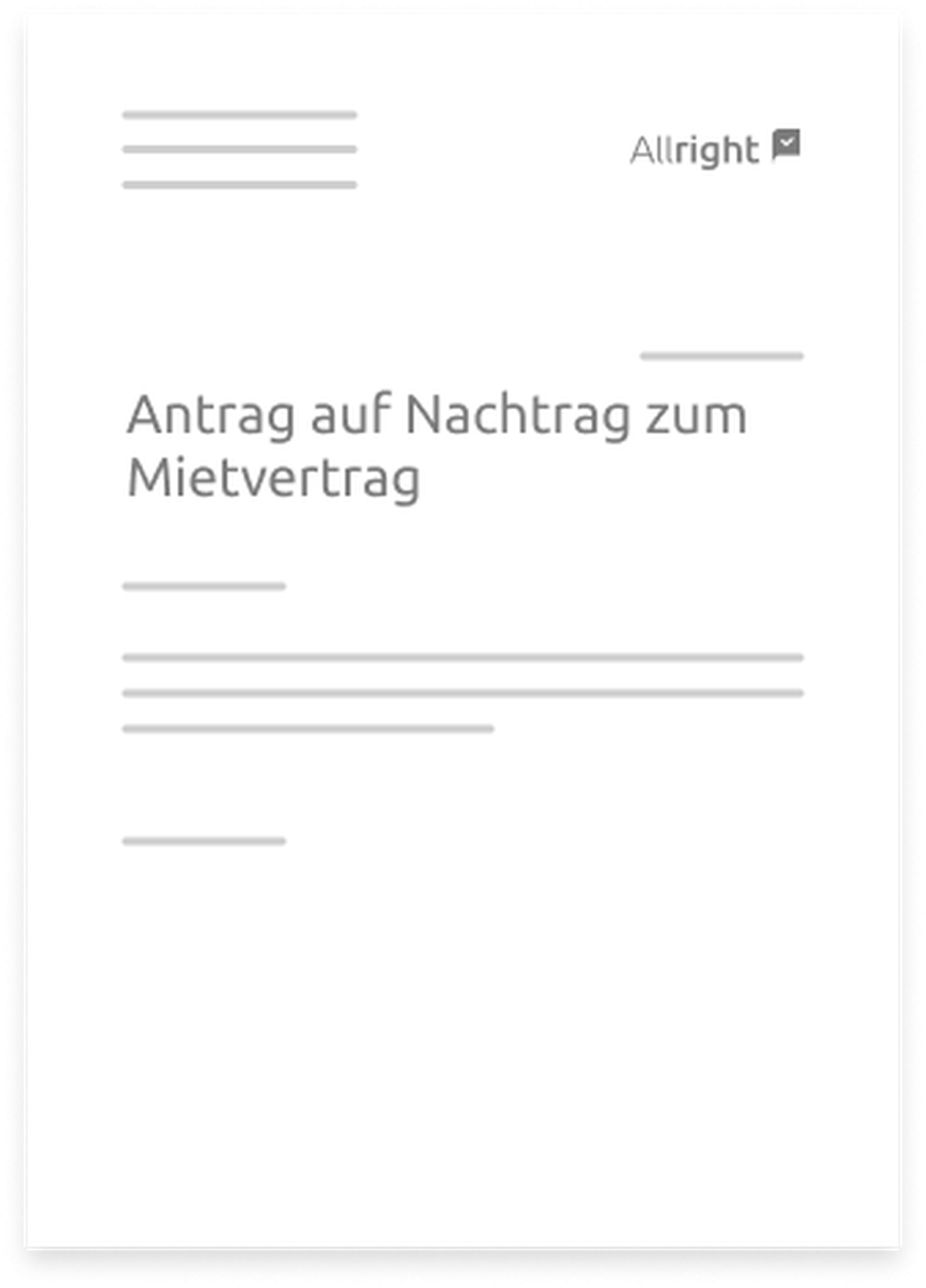 A4 Nachtrag zum Mietvertrag Musterdownload