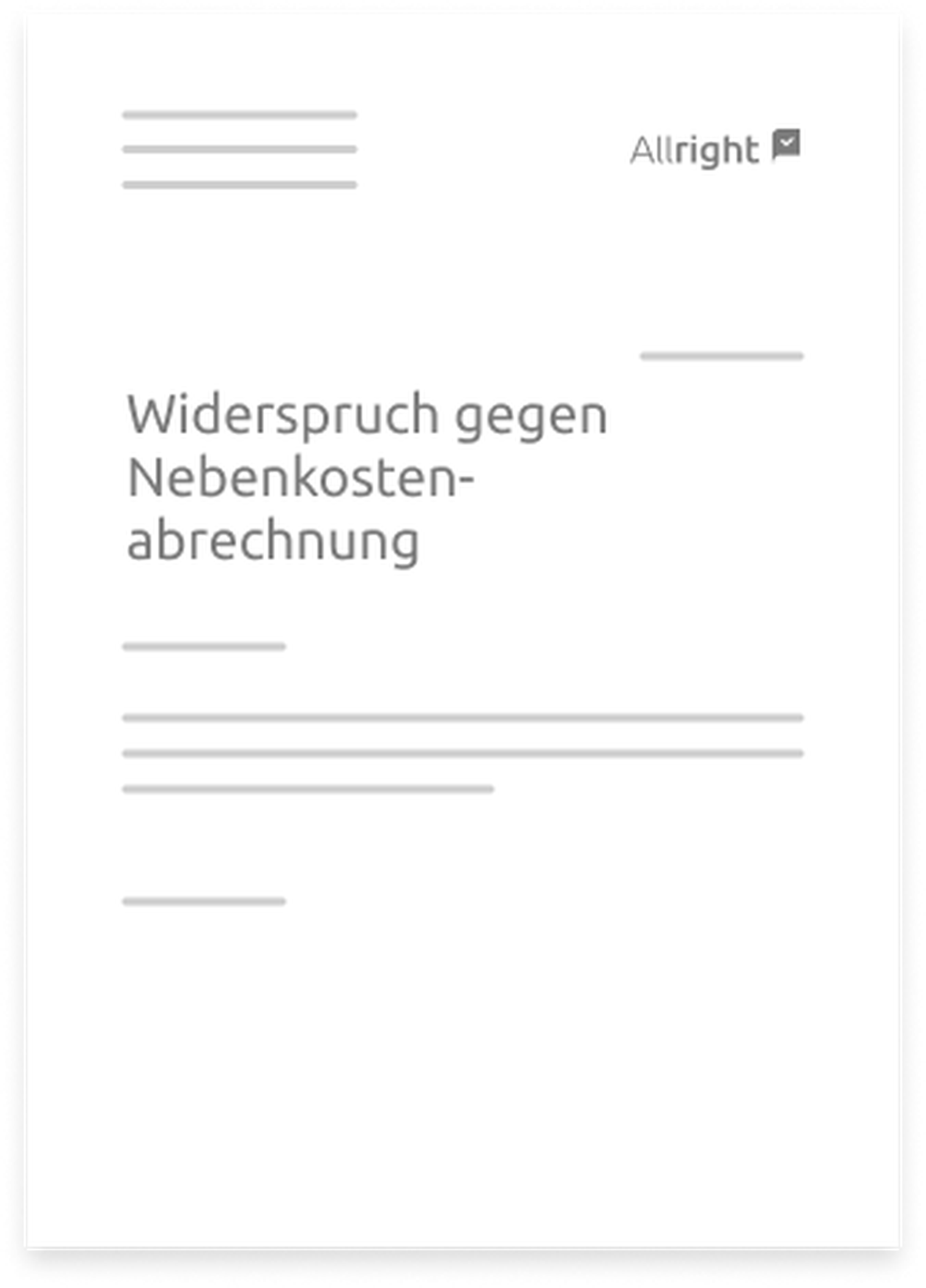 A4 Muster: Widerspruch Betriebskostenabrechnung Musterdownload