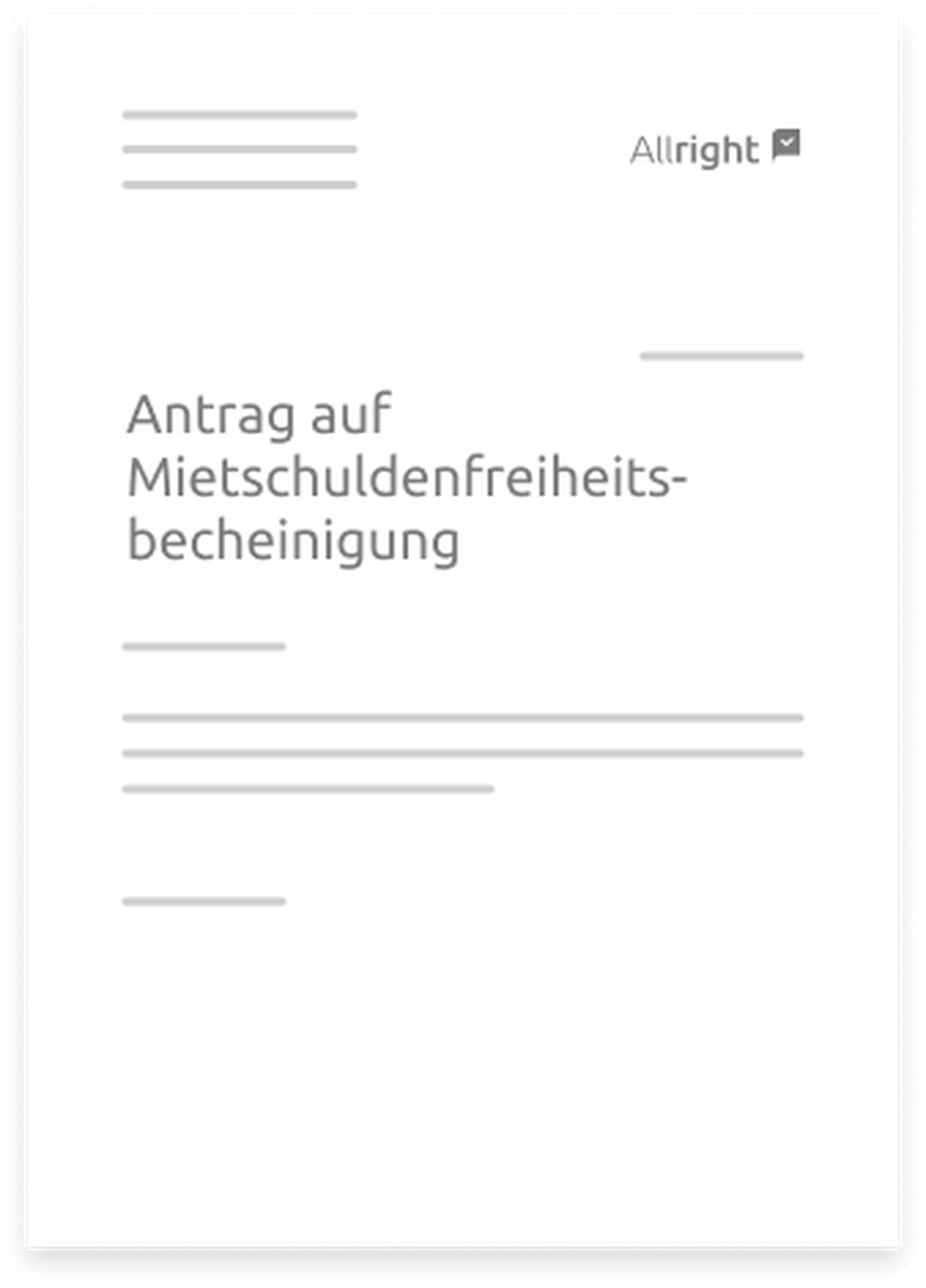 A4 Antrag für Mietschuldenfreiheitsbescheinigung beim Vermieter