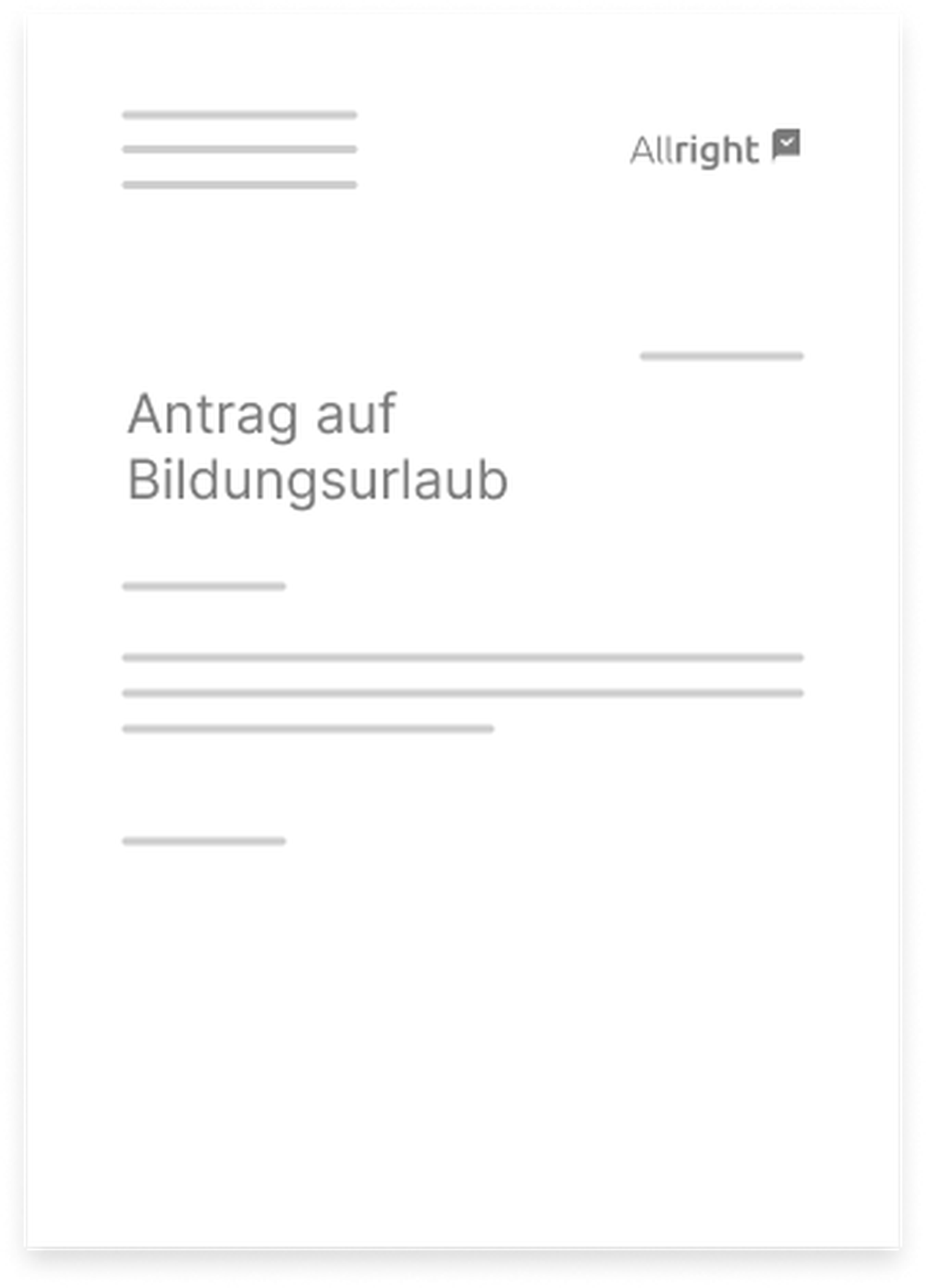 A4 Muster - Antrag auf Bildungsurlaub