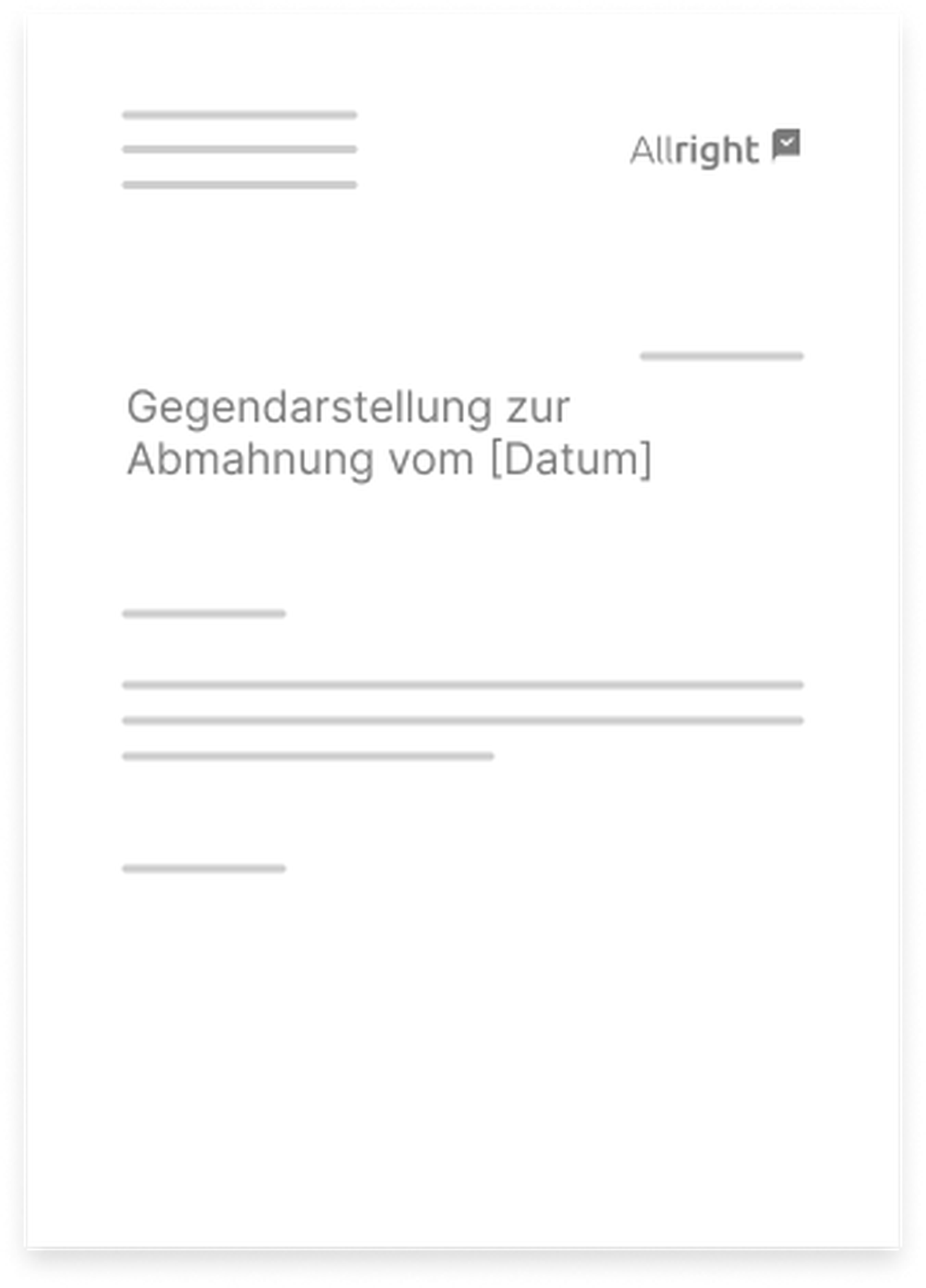 A4 Muster - Gegendarstellung zur Abmahnung