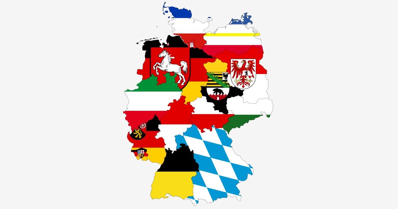 Karte Deutschlands mit 16 Bundesländern