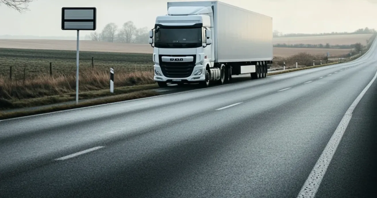 Bundesstraße mit LKW im Zentrum