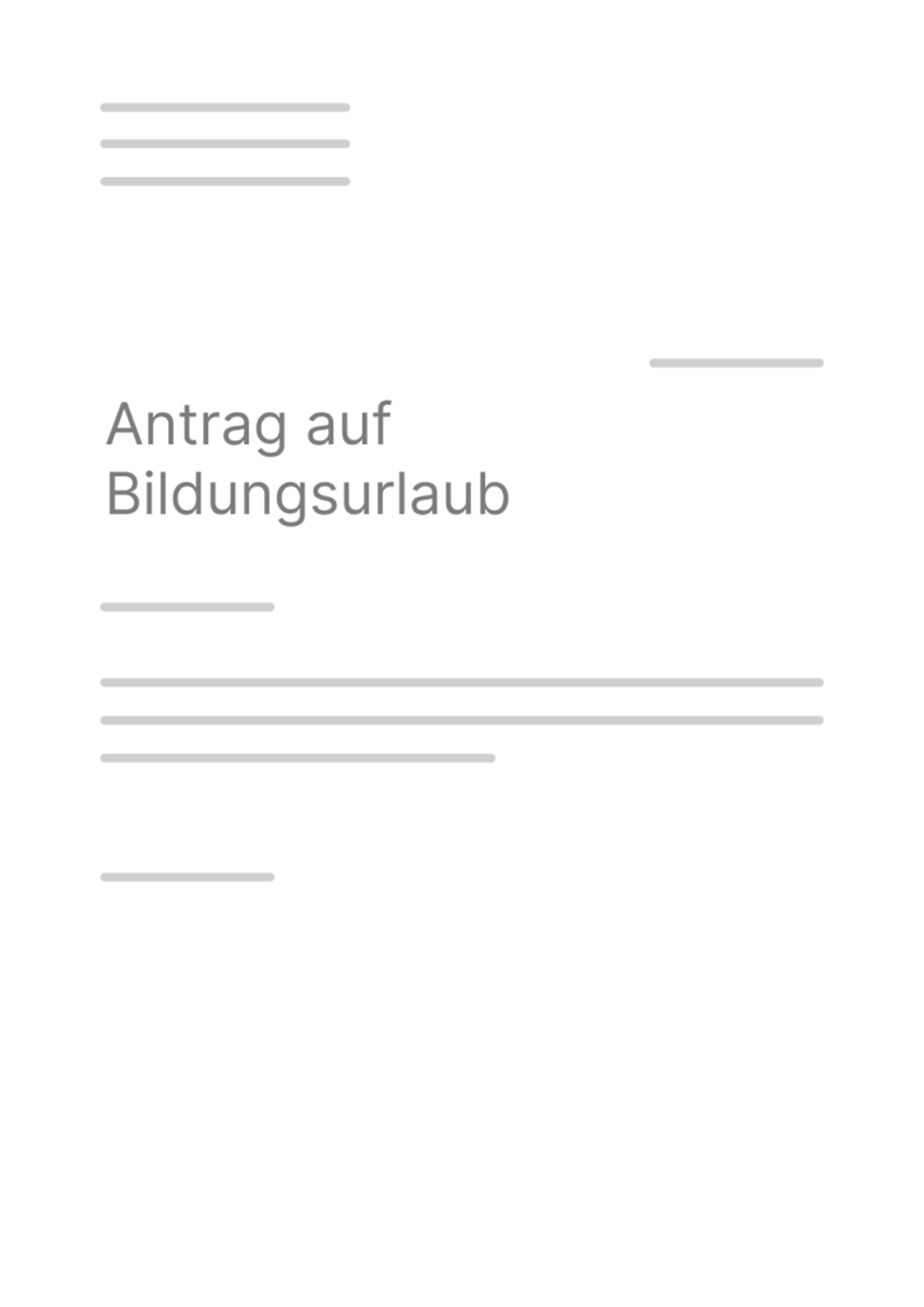 A4 Muster - Antrag auf Bildungsurlaub