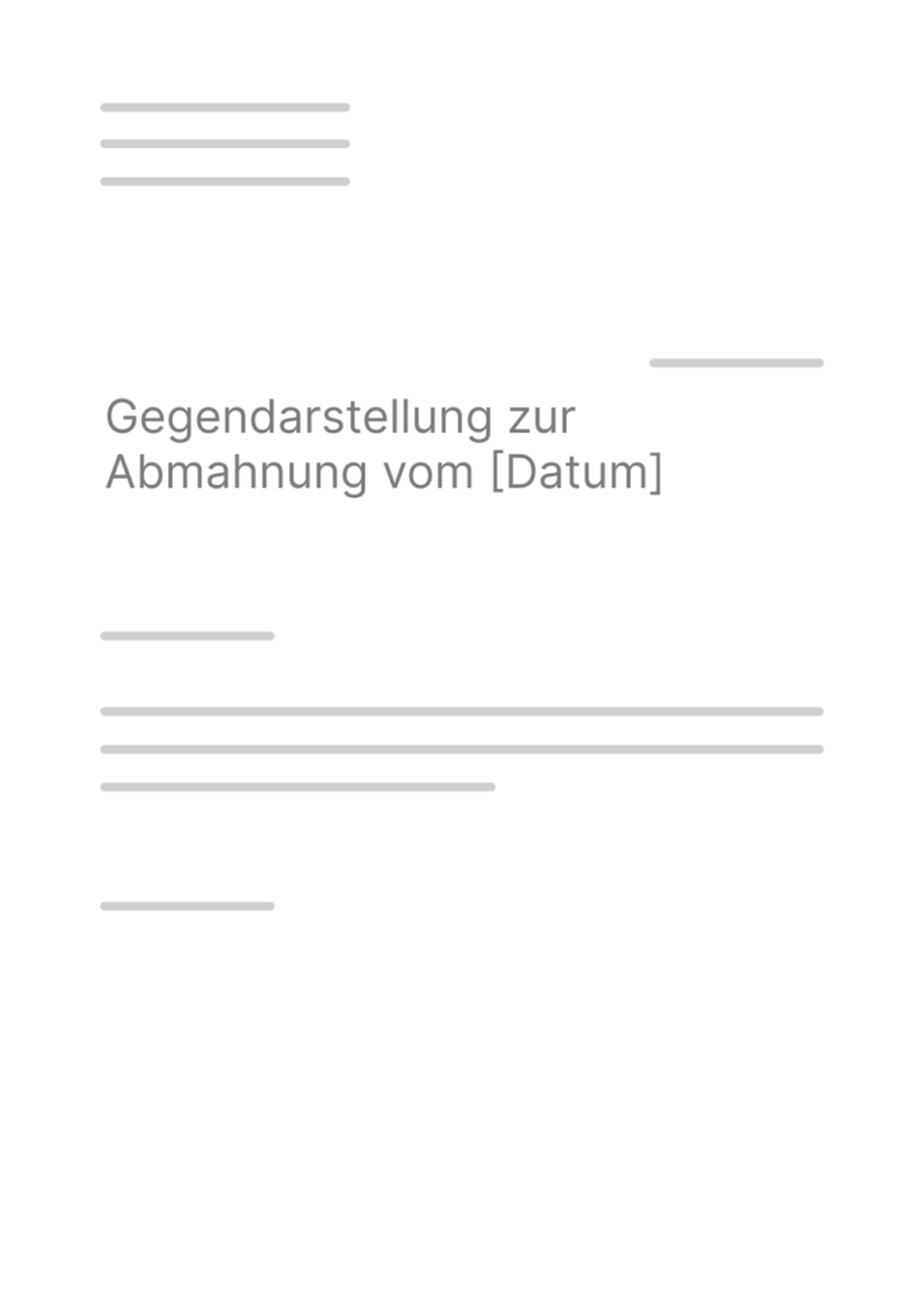 A4 Muster - Gegendarstellung zur Abmahnung