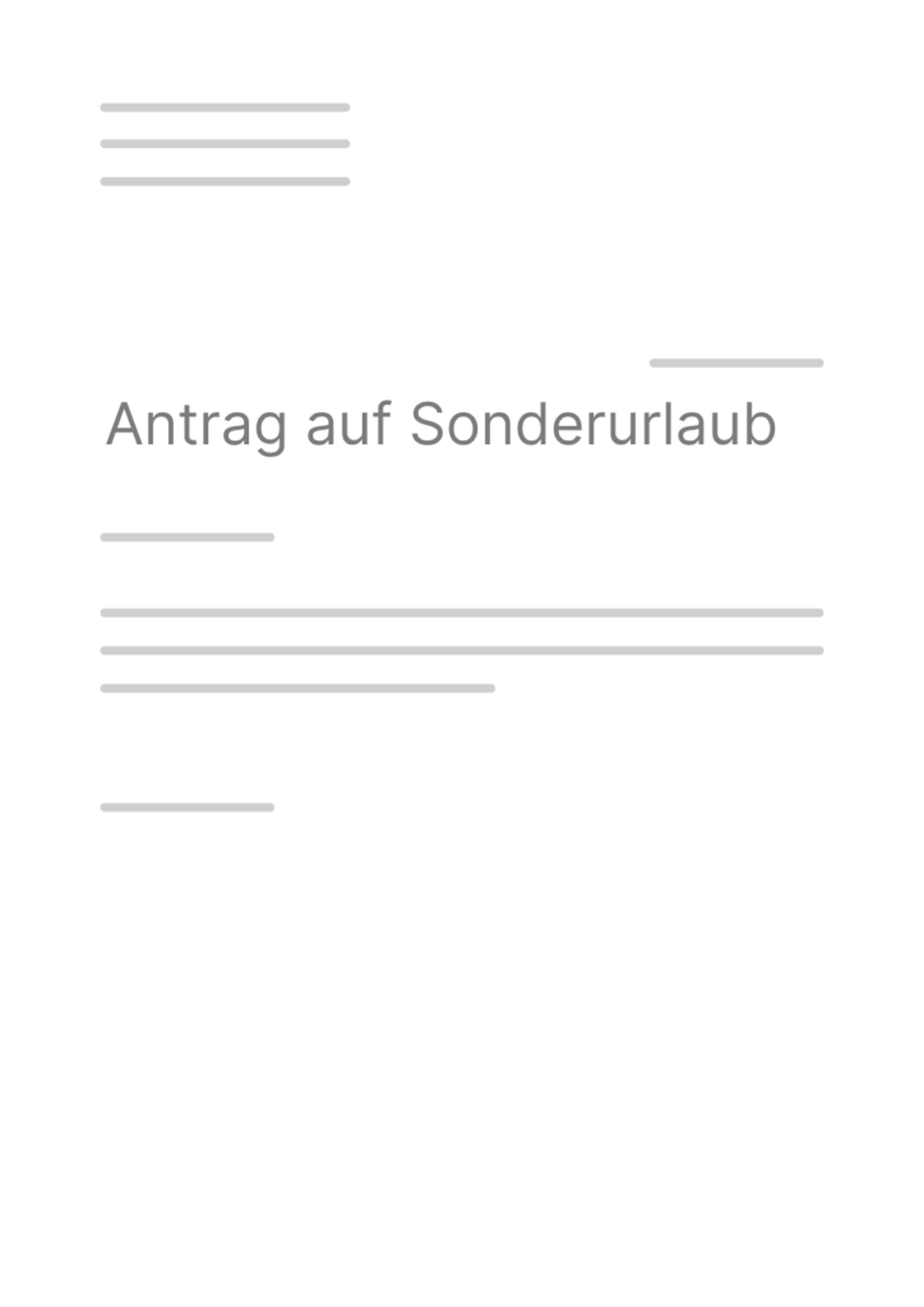 A4 Muster - Antrag auf Sonderurlaub