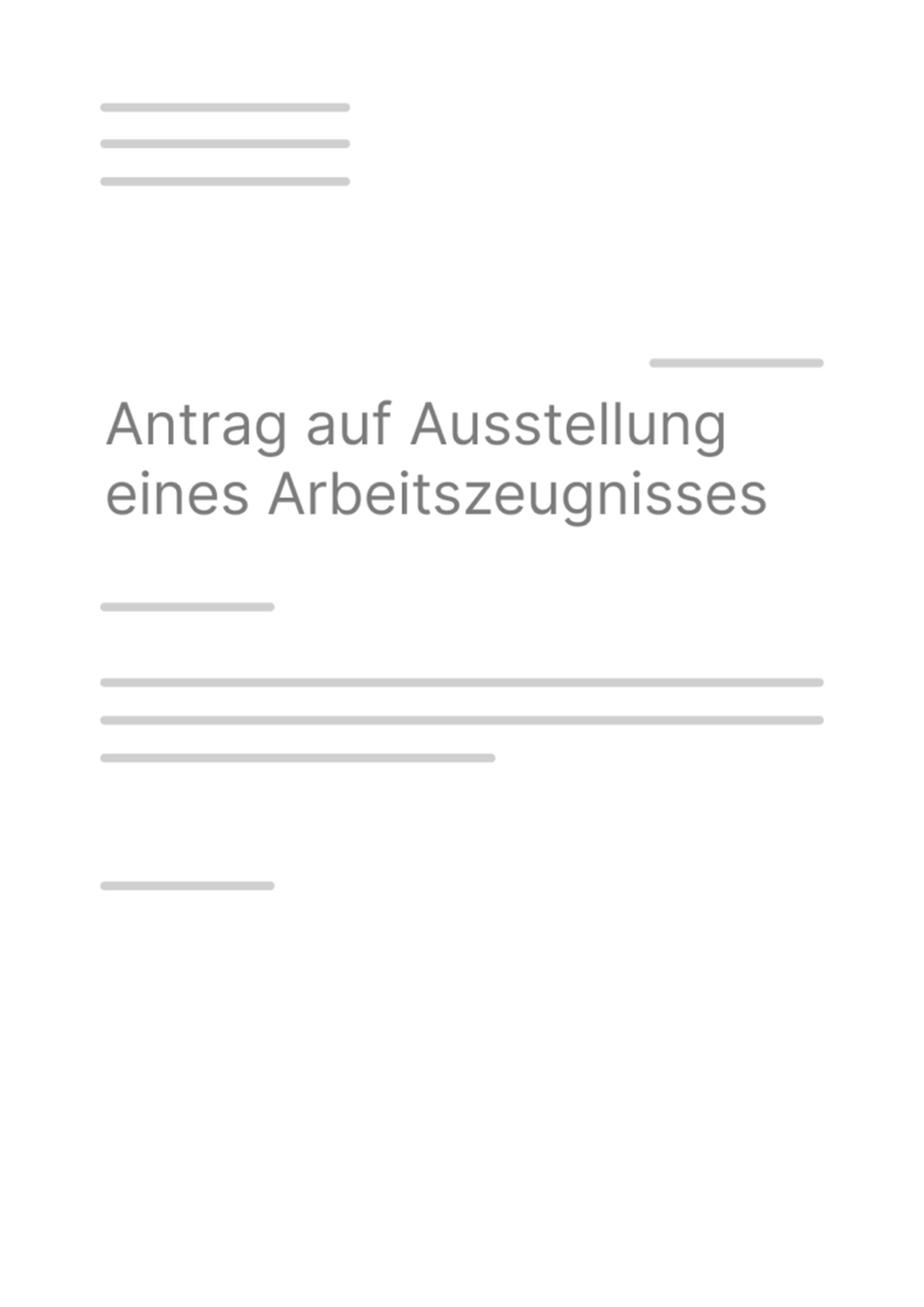 A4 Muster - Antrag auf Ausstellung eines Arbeitszeugnisses
