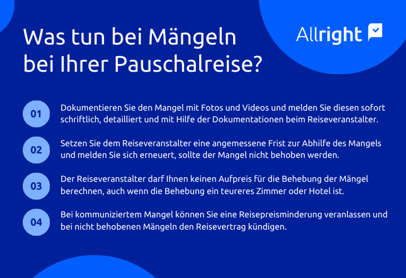 Infografik: Was tun bei Mängel bei Ihrer Pauschalreise?