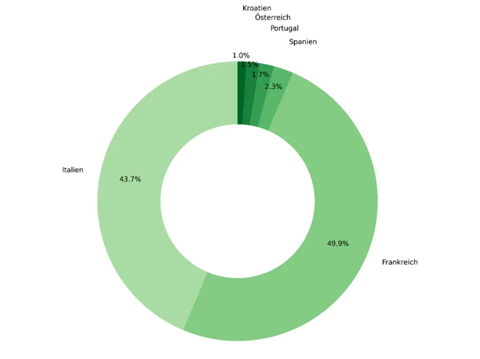 Grafik der gefahrenen Kilometer auf Kunden auf europäischen Mautstraßen