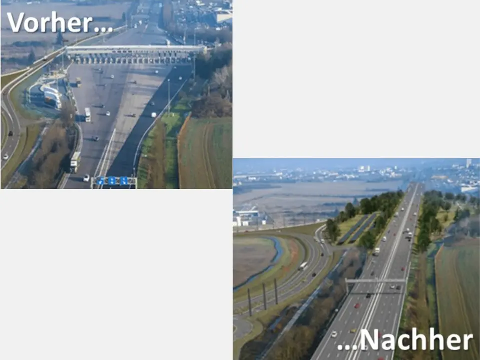 Vorher- & Nachherbilder einer Autobahnstrecke