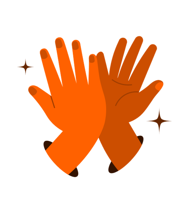 hands high fiving
