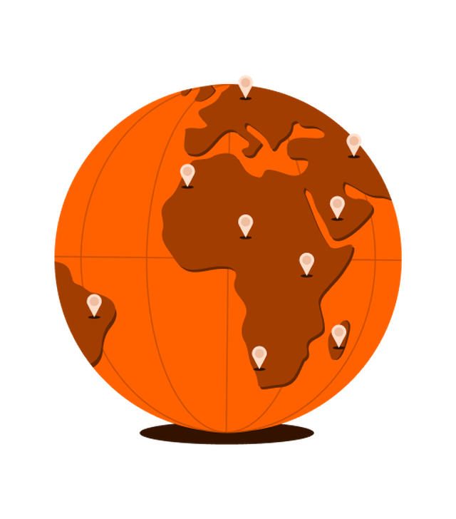 location pinpoints around the world