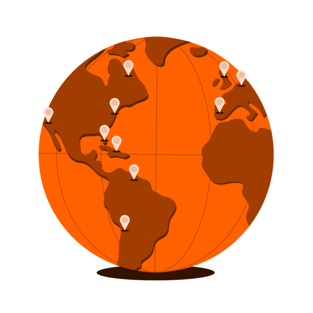 location pinpoints around the world