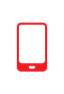 Red smartphone icon with blank screen.