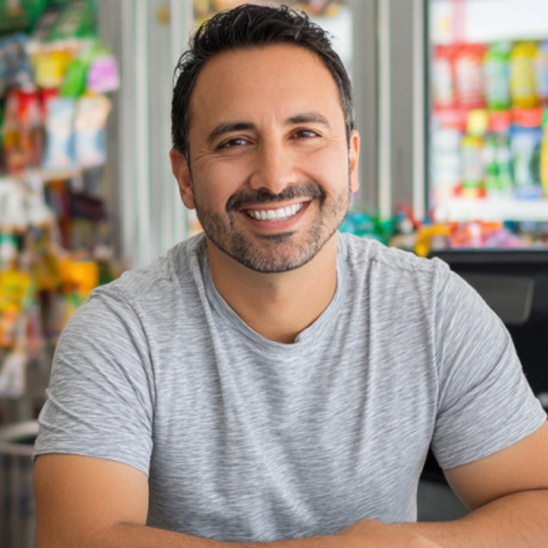 Ria agent smiling inside their store