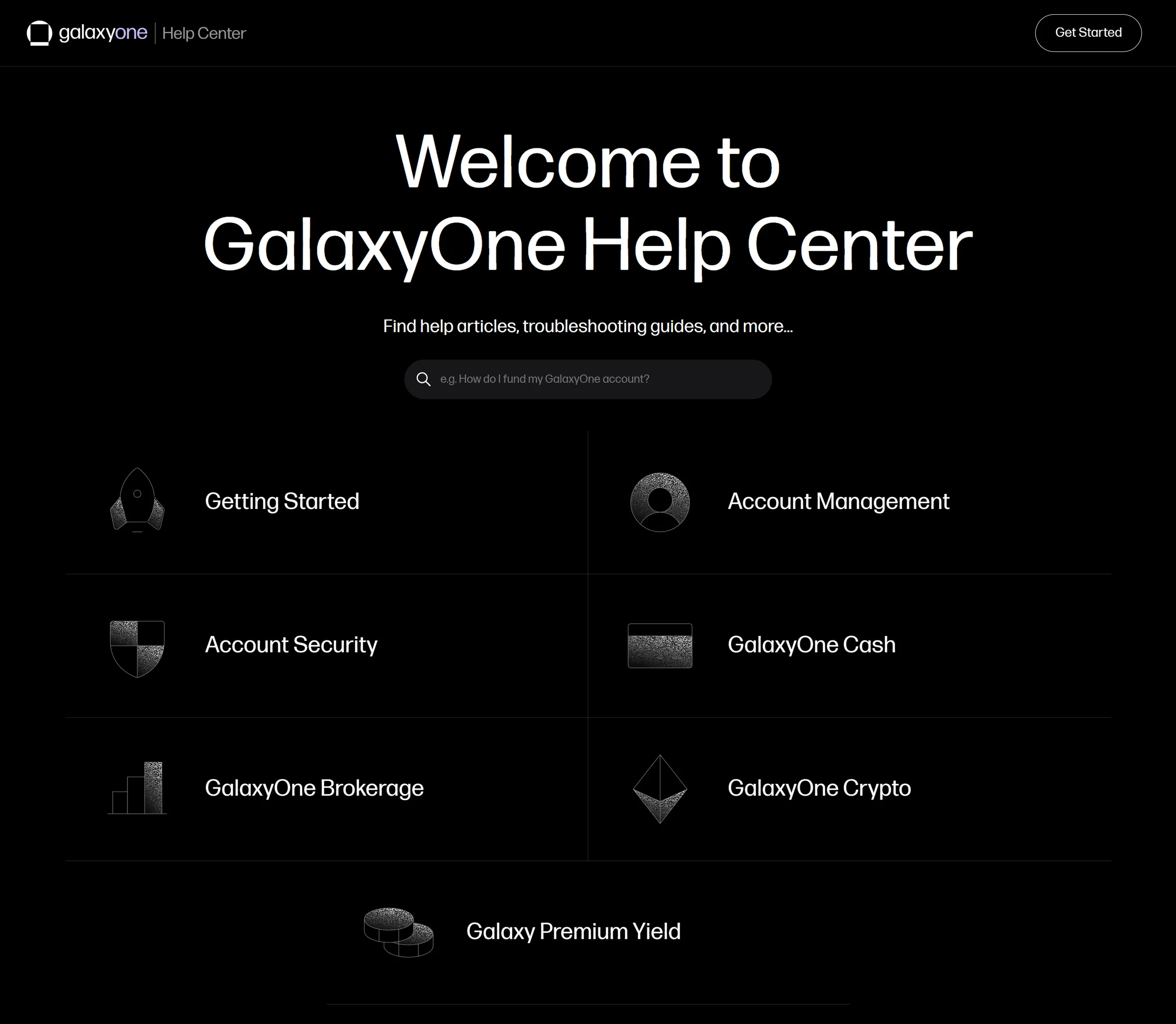 GalaxyOne Zendesk home page