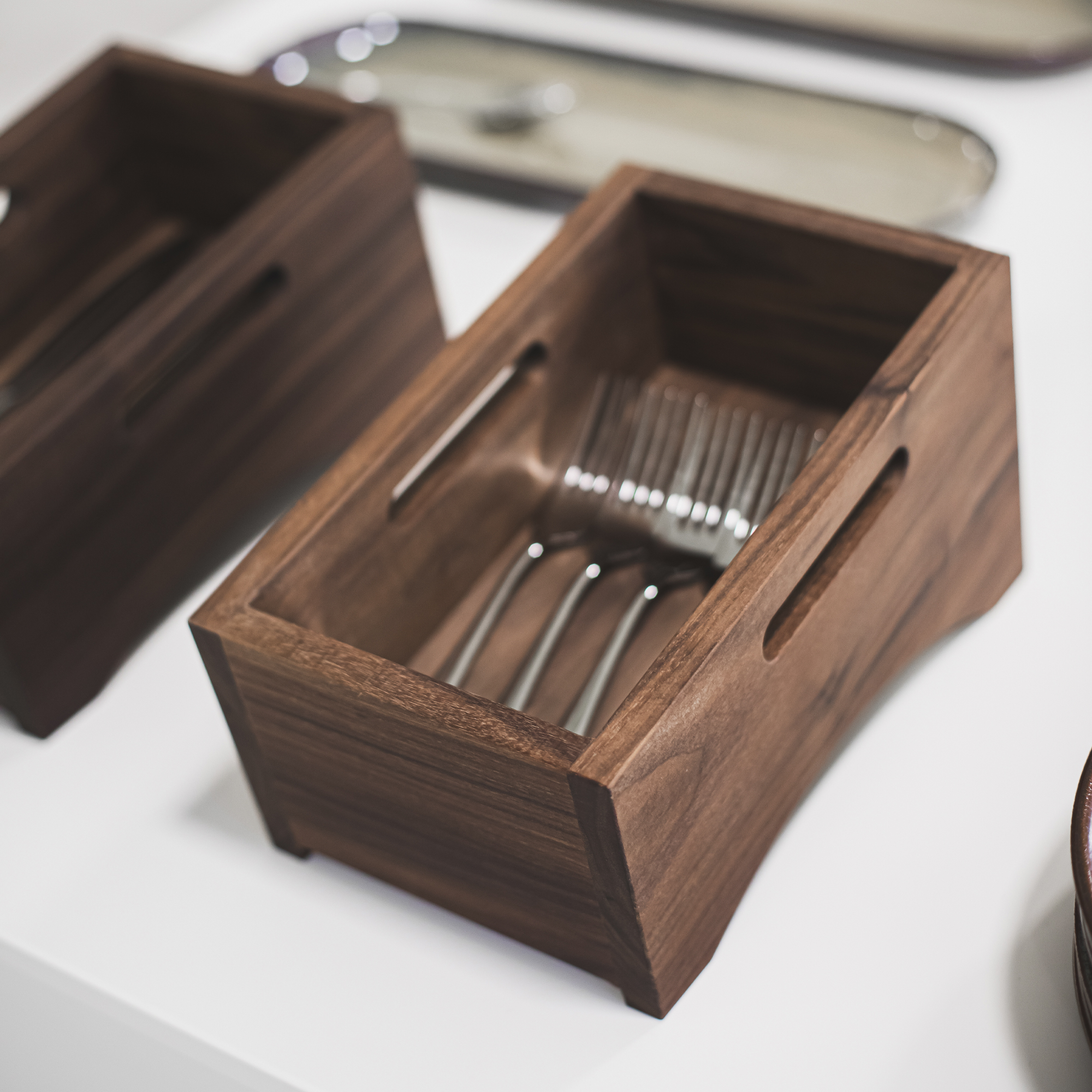 NEW - Tilted Cutlery Box, Walnut - Select Concept Sweden