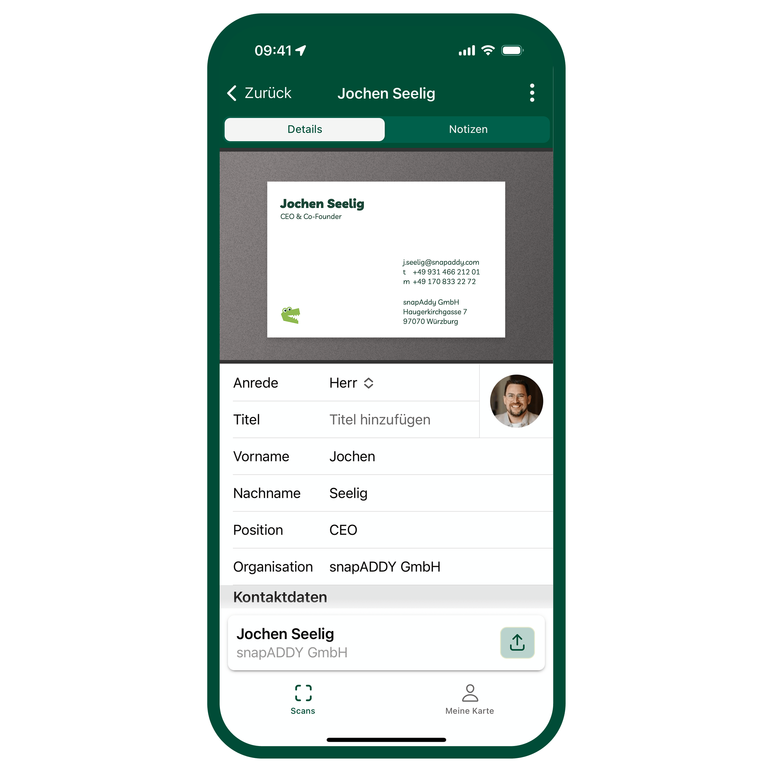 Contact Data CRM Screenshot
