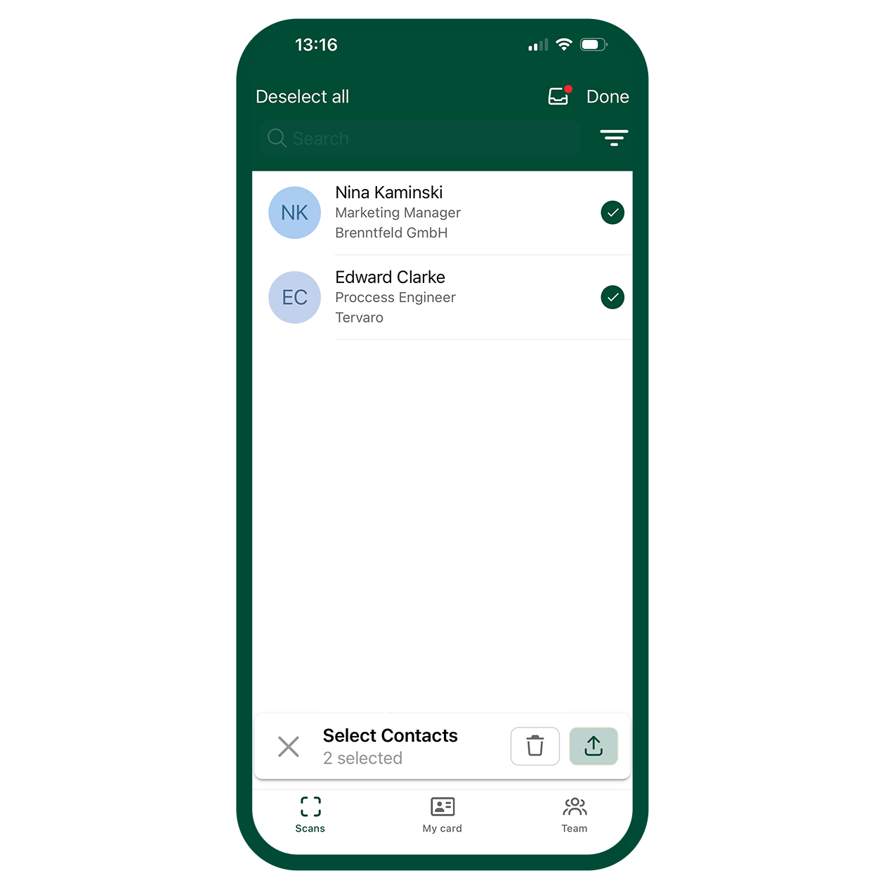 BusinessCards scan multiple cards