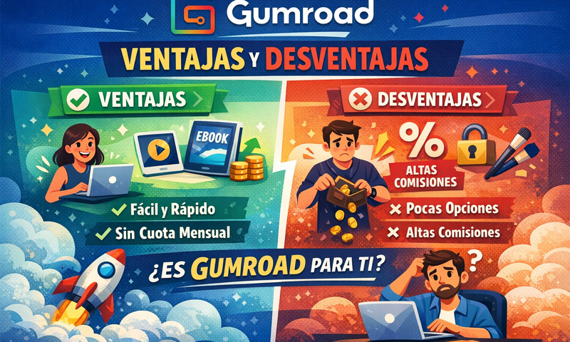 Gumroad: ventajas y desventajas para vender productos digitales