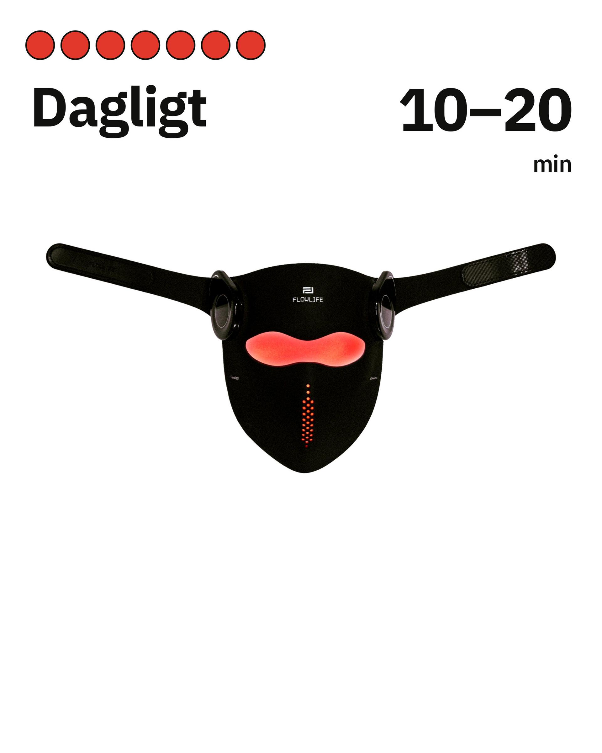 Flowlight LED Mask Pro+ Three Waves, med daglige sessioner på 10 til 20 minutter