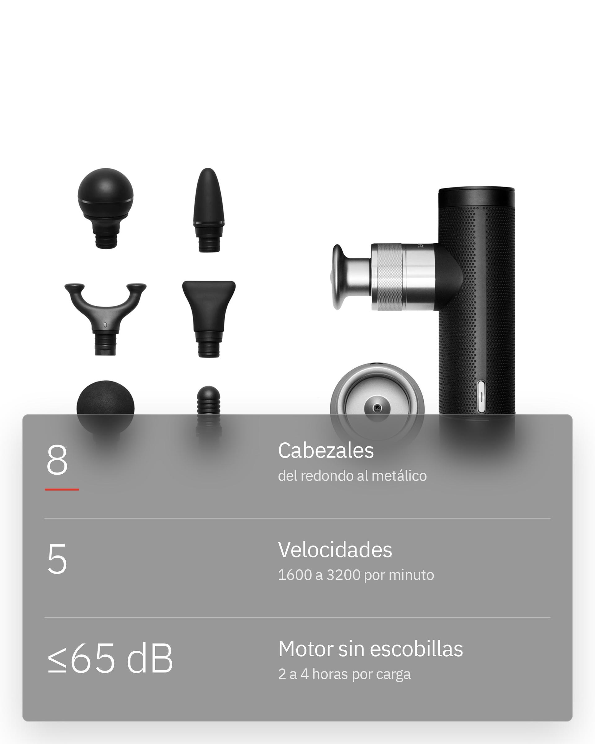 Flowgun ONE, infografía: Ocho cabezales, cinco niveles