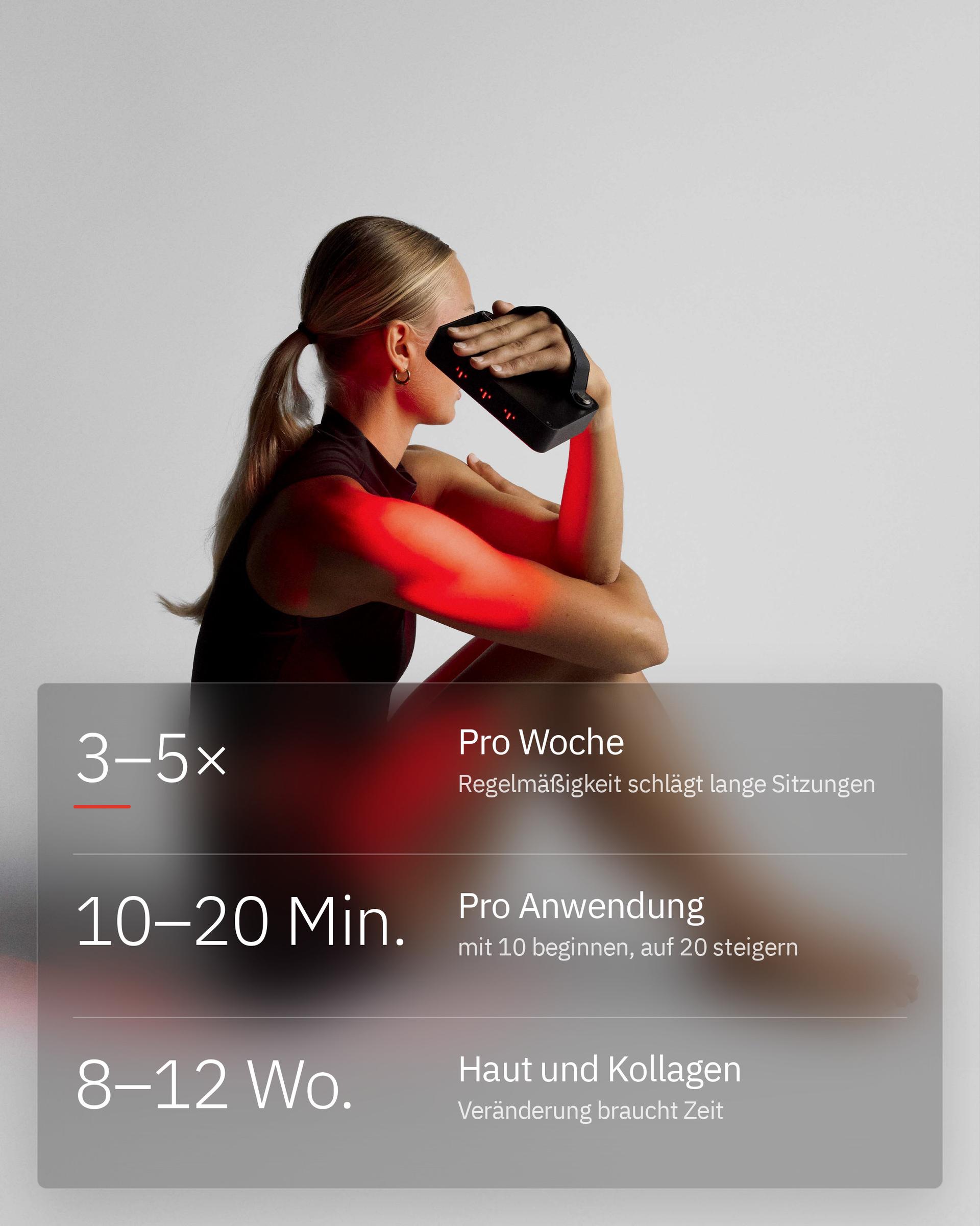 Flowlight Panel Go 60 Two Waves, mit 3 bis 5 Anwendungen pro Woche und 10 bis 20 Minuten pro Anwendung