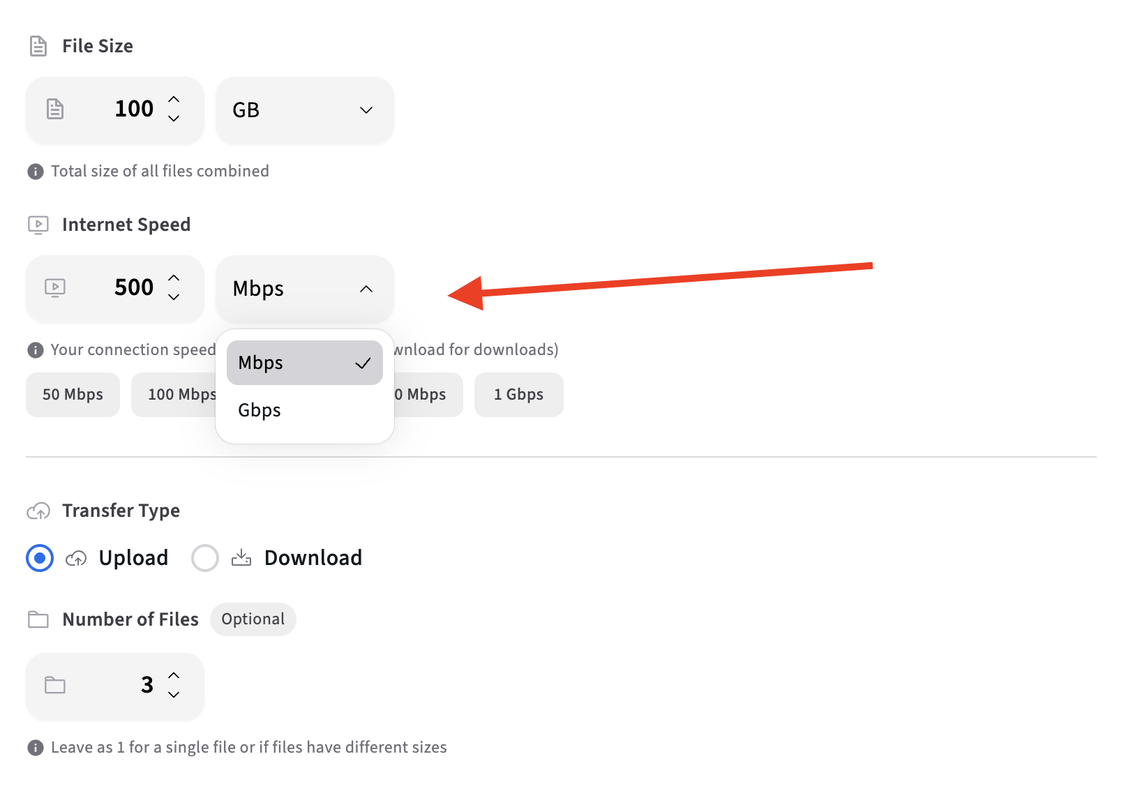 Enter Your Transfer Speed