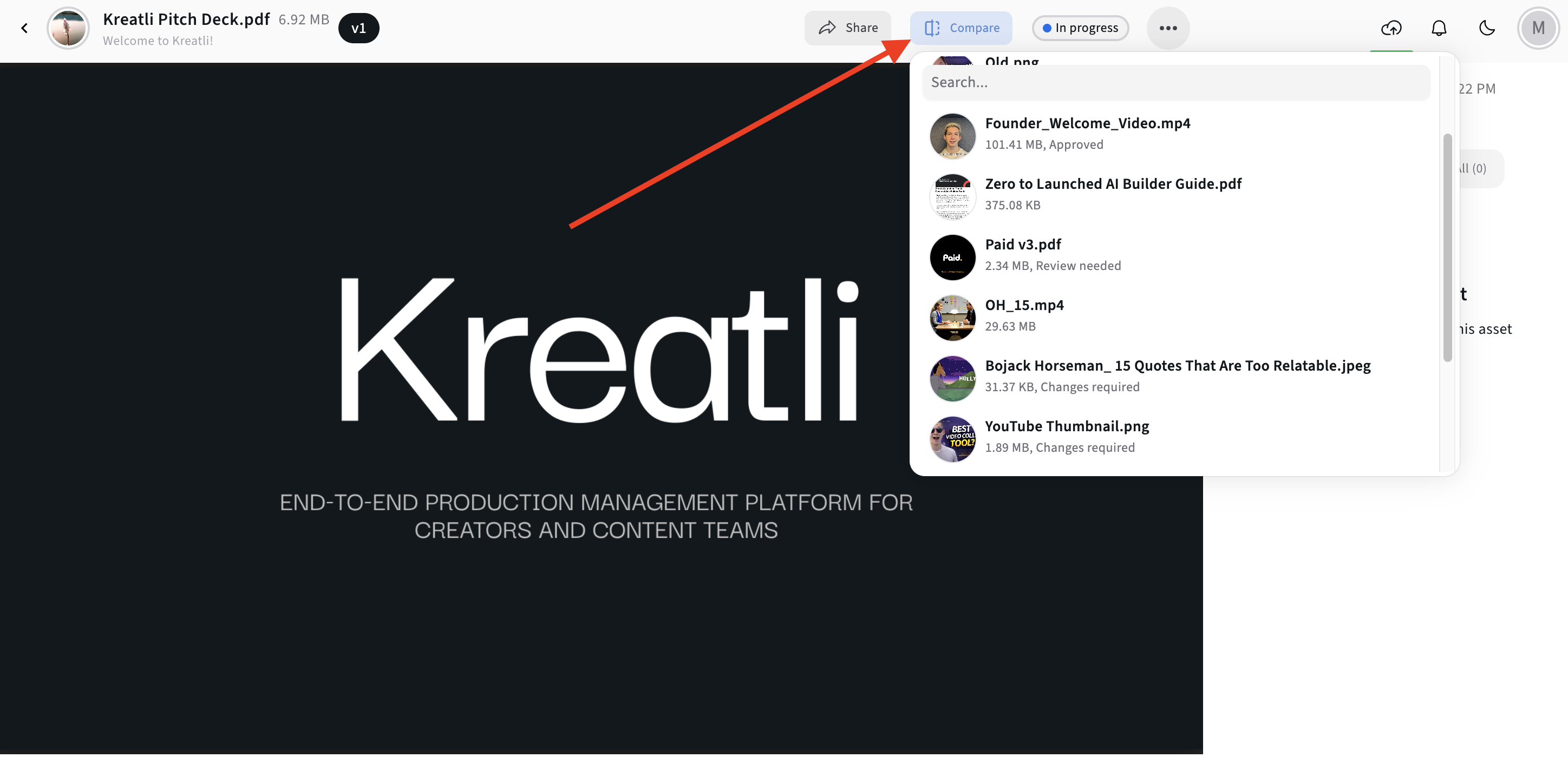 dedicated compare feature