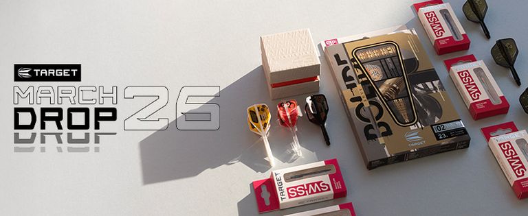 Target's March 26 product launch, featuring Target darts and packaging in shadowed lighting.