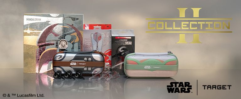 Star Wars collection at Target, featuring Mandalorian-themed products including bags and toys, displayed against a neutral background.